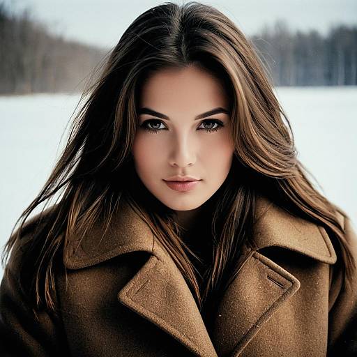 Realistic Portrait of a Woman in a Coat