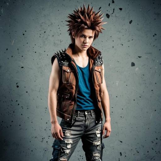 Young Man in Spiky Hair Cosplay Outfit