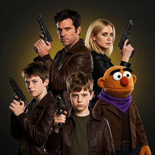 Dramatic Group Portrait with Firearms