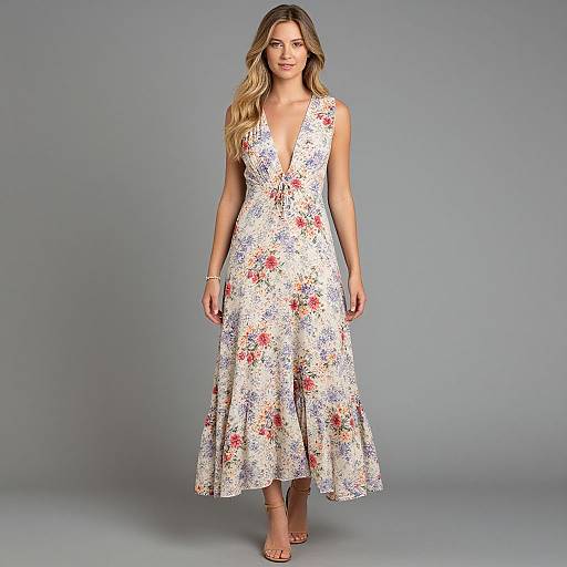 Blonde Model in Floral Dress