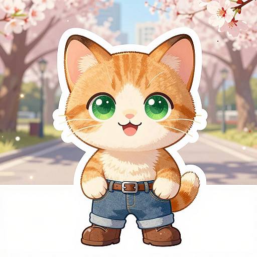 Cute Ginger Kitten Cartoon Sticker
