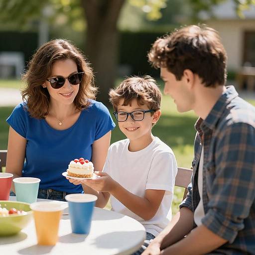 Family Outdoor Celebration with Cake