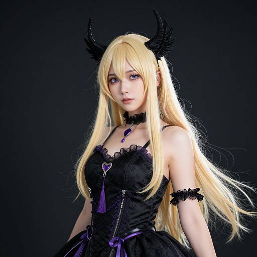 Woman in Black Winged Costume