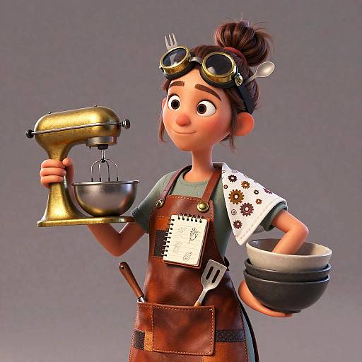 Whimsical Inventor with Kitchen Tools