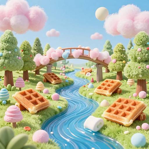 Edible Dreamscape: Waffle Forests & Candy Rivers