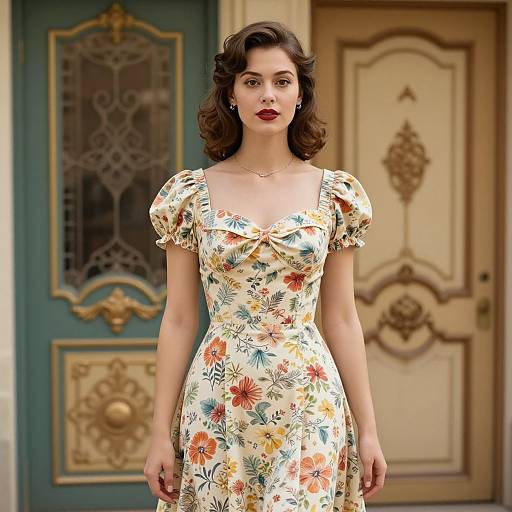 Vintage Floral Dress Retro Artwork