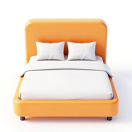 Cartoon Orange Bed with Pillows