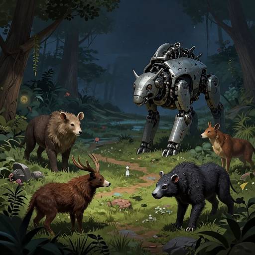 Nightpunk Mechanical Beasts in Nature