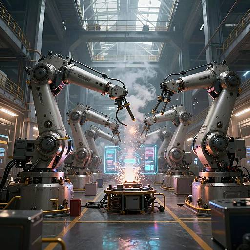 Futuristic Industrial Robotics Scene