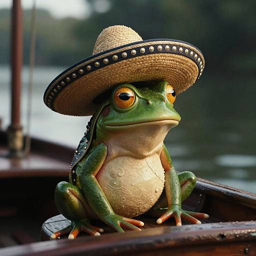 Pepe the Frog in Sombrero Boat