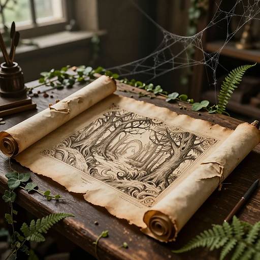 Ornate Magical Forest Parchment