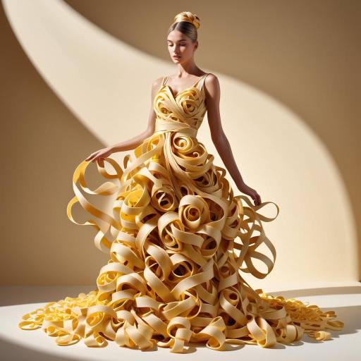 Surreal Fashion: Woman Wrapped in Tagliatelle