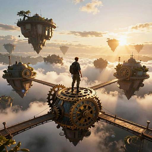 Clockwork Cartographer on Floating Sky Archipelago