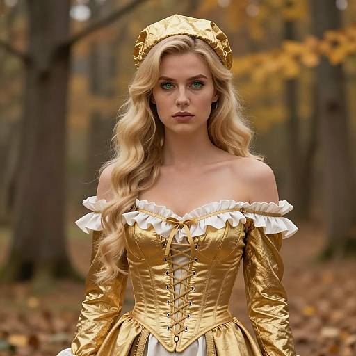 Blonde Woman in Gold Vintage Costume