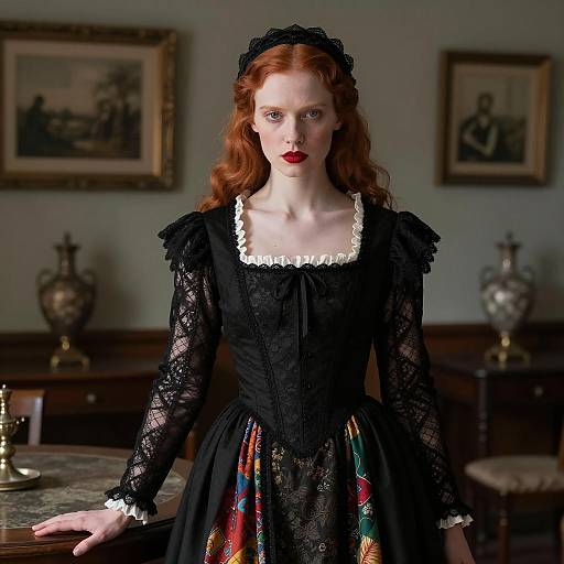 Elegant Renaissance Woman in Dim Light