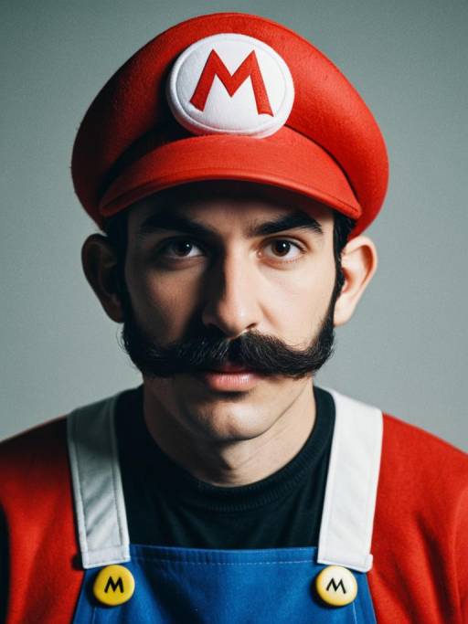 Man in Mario Costume with Mustache