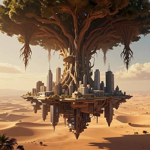 Upside-Down Futuristic Desert Cityscape