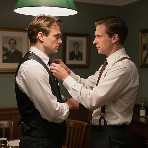 Serious Men in a Dimly Lit Room