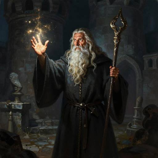 Wise Old Wizard Casting Spell