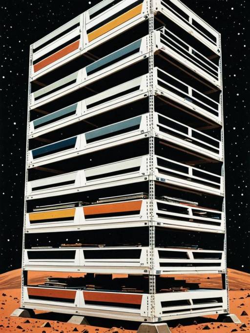 Stacked Racks on Mars Surface