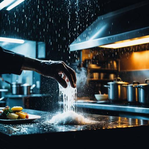 Chef Sprinkling Flour in Professional Kitchen