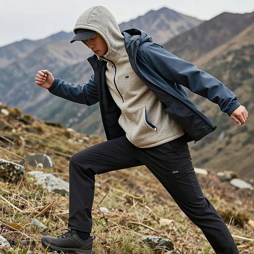 Hiking Hoodie Layering Action Shot