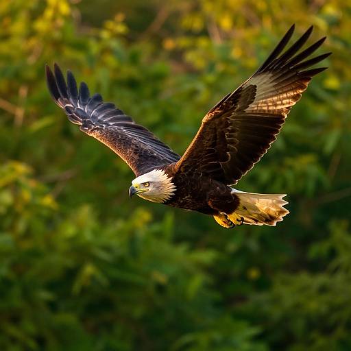 Joyful Eagle Soaring Above Forest