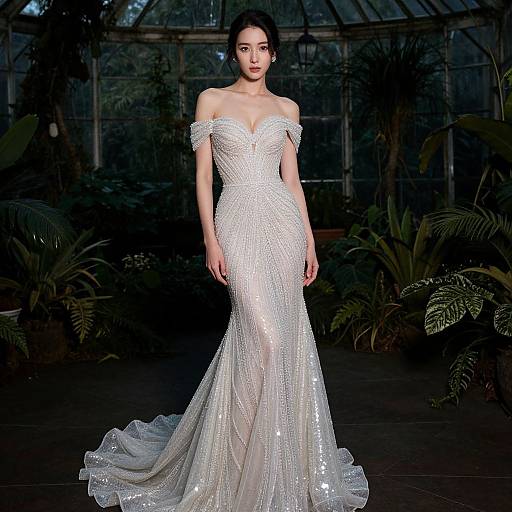 Glamorous Woman in Mermaid Gown