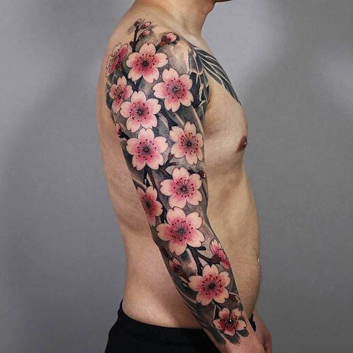 Male Cherry Blossom Tattoo Sleeve