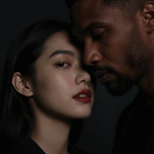 Intimate Close-Up of a Diverse Couple