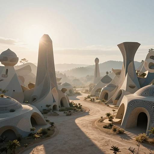 Surreal Dreamscape with Organic Architecture