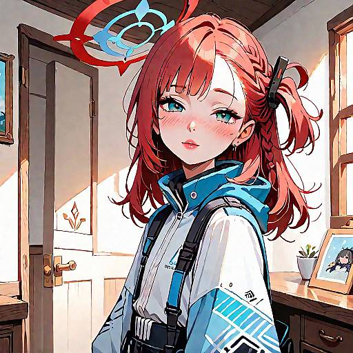 Haloed Red-Haired Girl Leaving Room