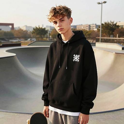 Teen Skateboarder with Soul Patch