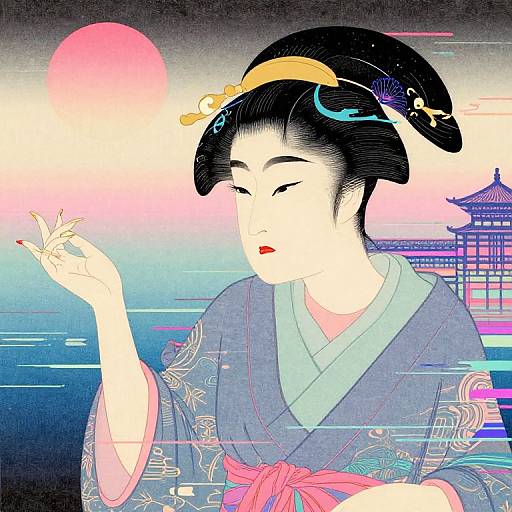 Ukiyo-e Vaporwave MidJourney Art