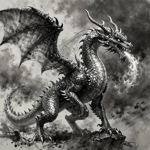 Mythical Dragon Fantasy Illustration