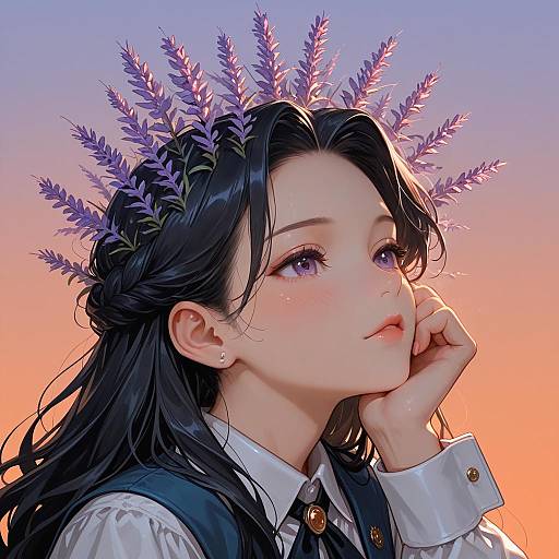 Minimalist Ghibli Portrait with Vibrant Gradients