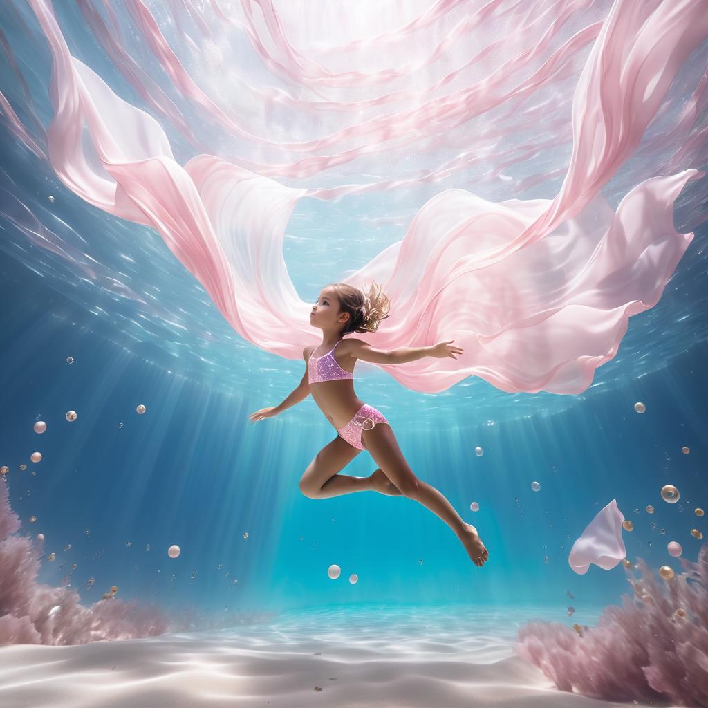 Dreamy Underwater Scene with Graceful Child