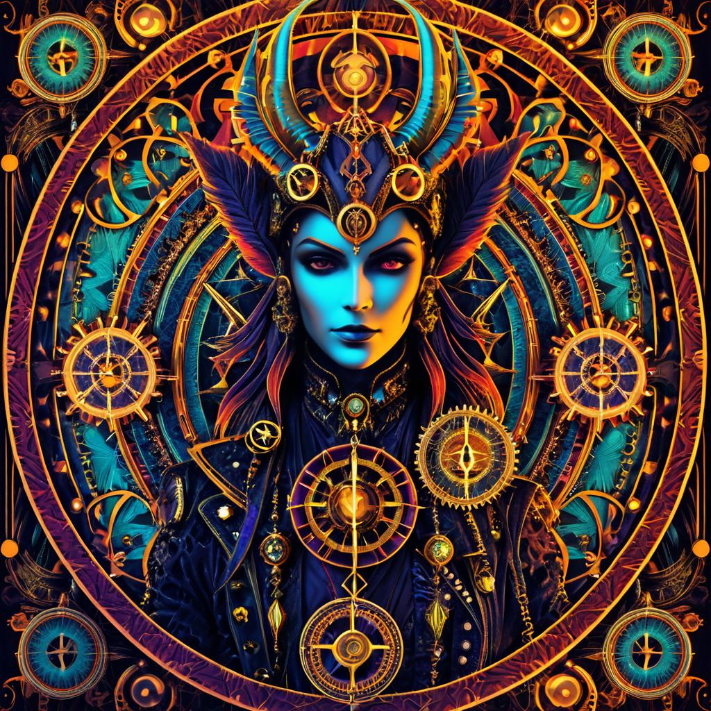 Psychedelic Steampunk Devil Tarot Art