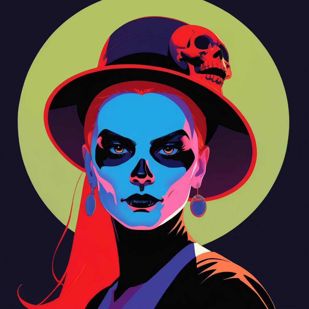 Vibrant Skull-Painted Woman Portrait