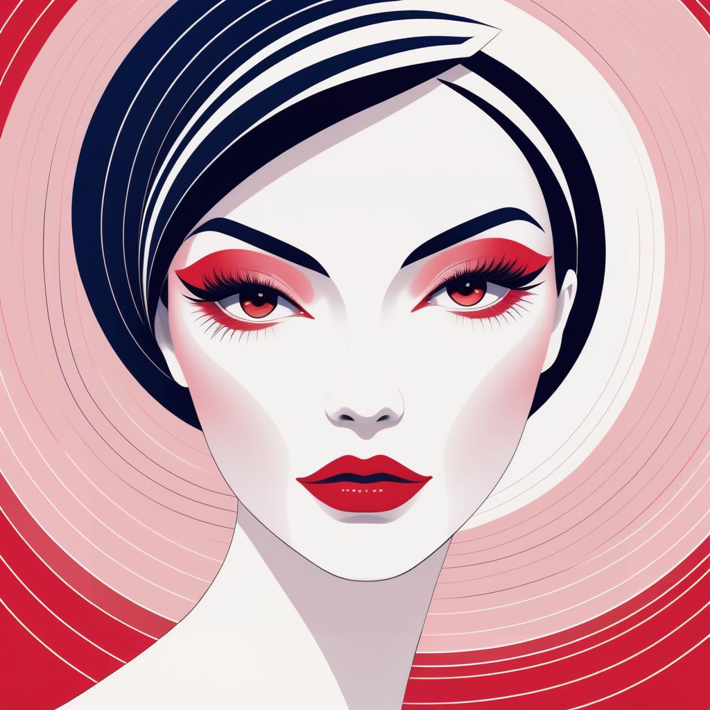 Elegant Mysterious Woman in Minimalist Art