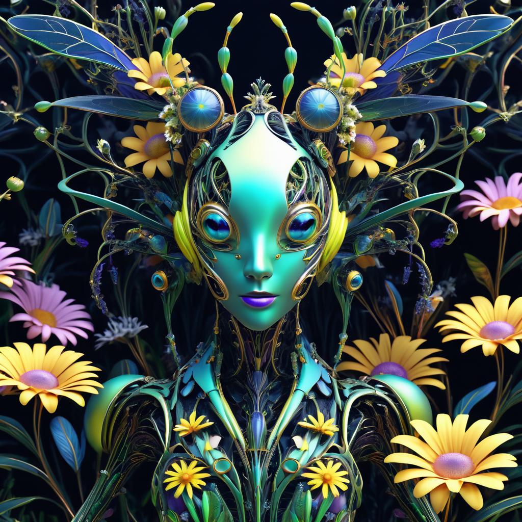 Surreal Biomechanical Mantis Artwork