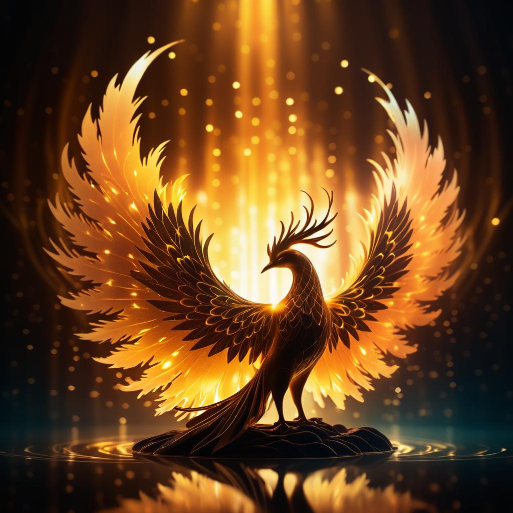 Glowing Phoenix Silhouette with Ethereal Aura