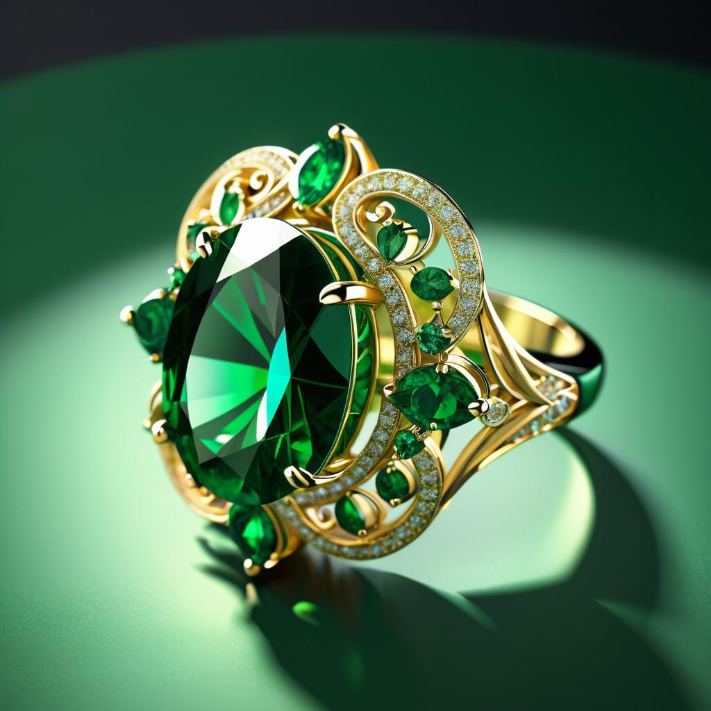 Luxurious Emerald Cocktail Ring Showcase