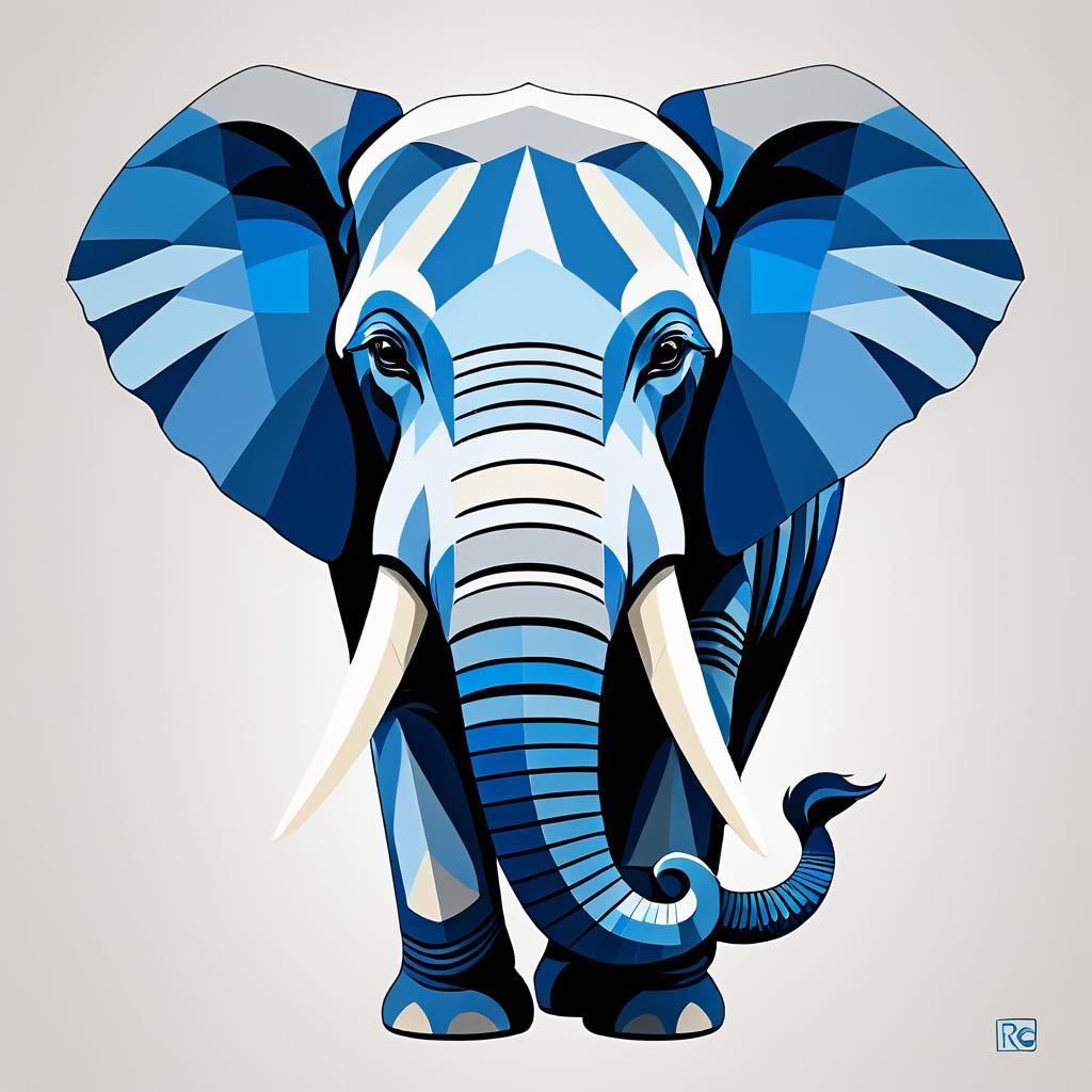 Stylized Elephant Portrait in Vibrant Colors