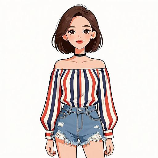 Smiling Woman in Casual Chic Outfit