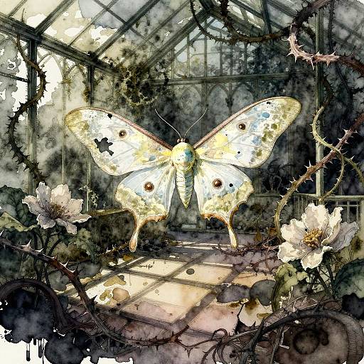 Ethereal Moth in Gothic Greenhouse