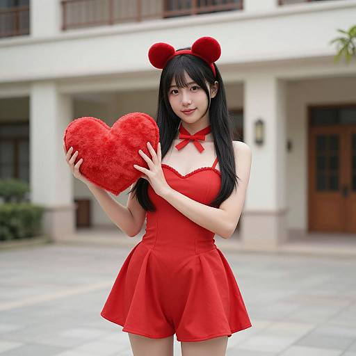 Girl in Red Heart Costume