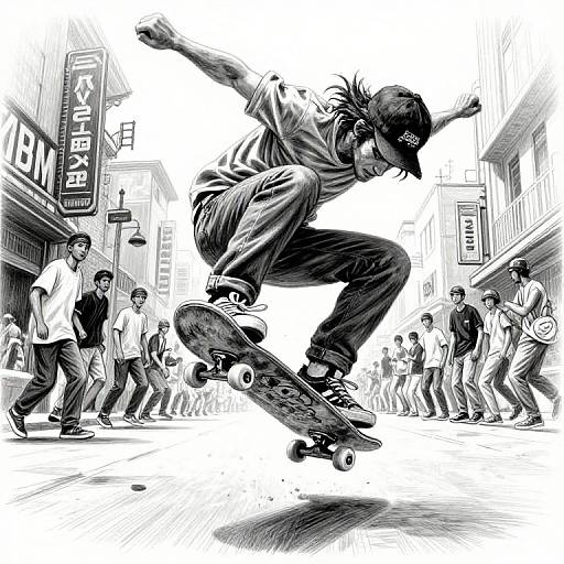 Decagon Pencil Drawing of Mutant Skateboarder