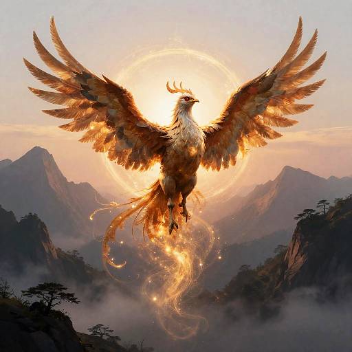 Realistic Phoenix Fantasy at Dawn