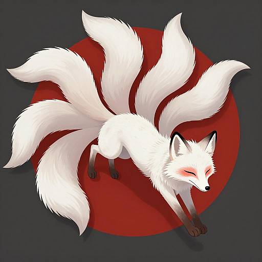 Majestic White Fox with Nine Tails